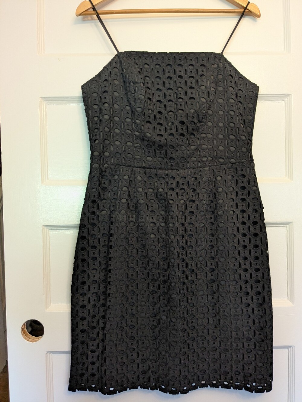 Black Large Eyelet Strappy Cocktail Dress